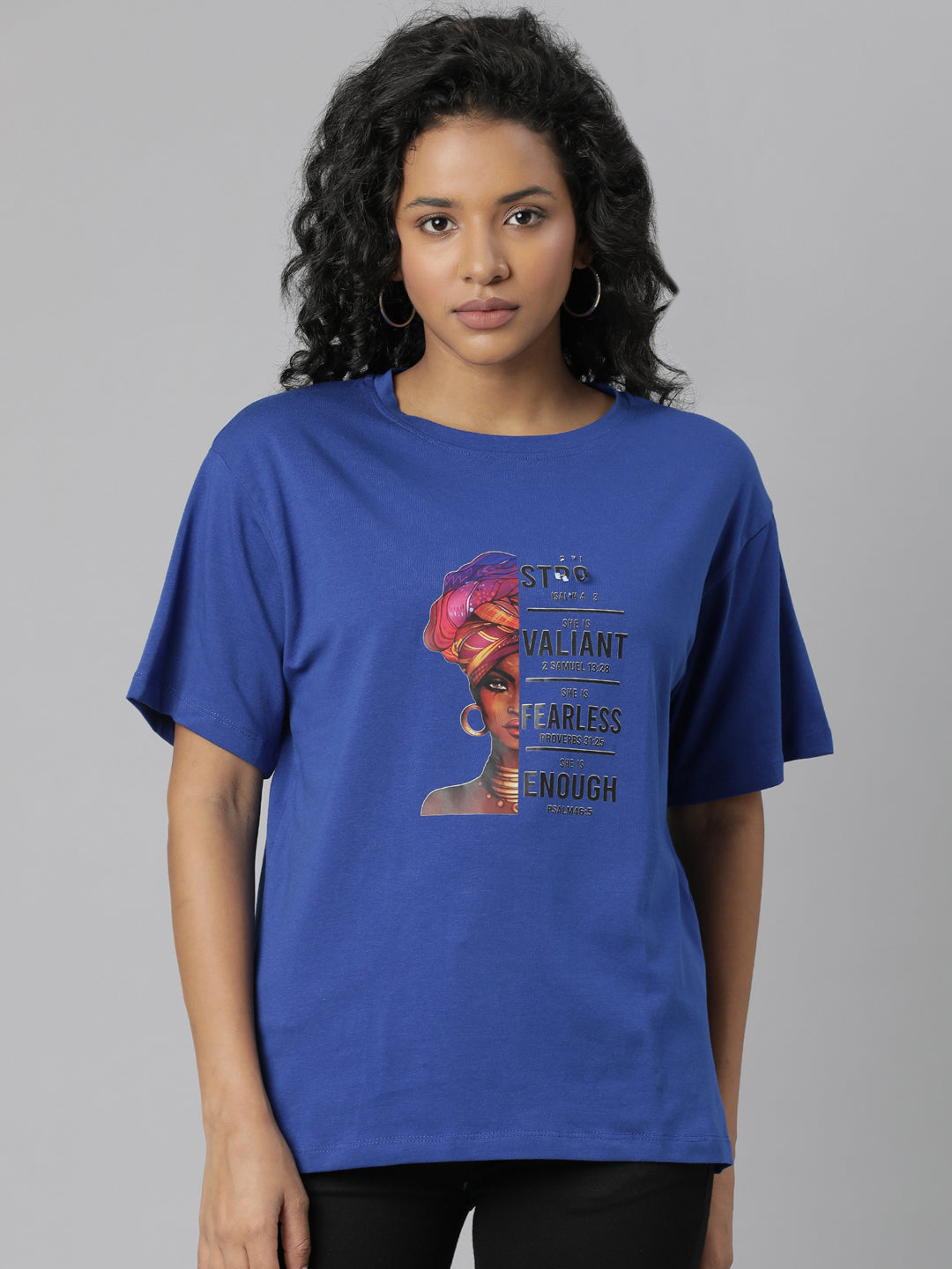 Women Blue Typography T Shirt