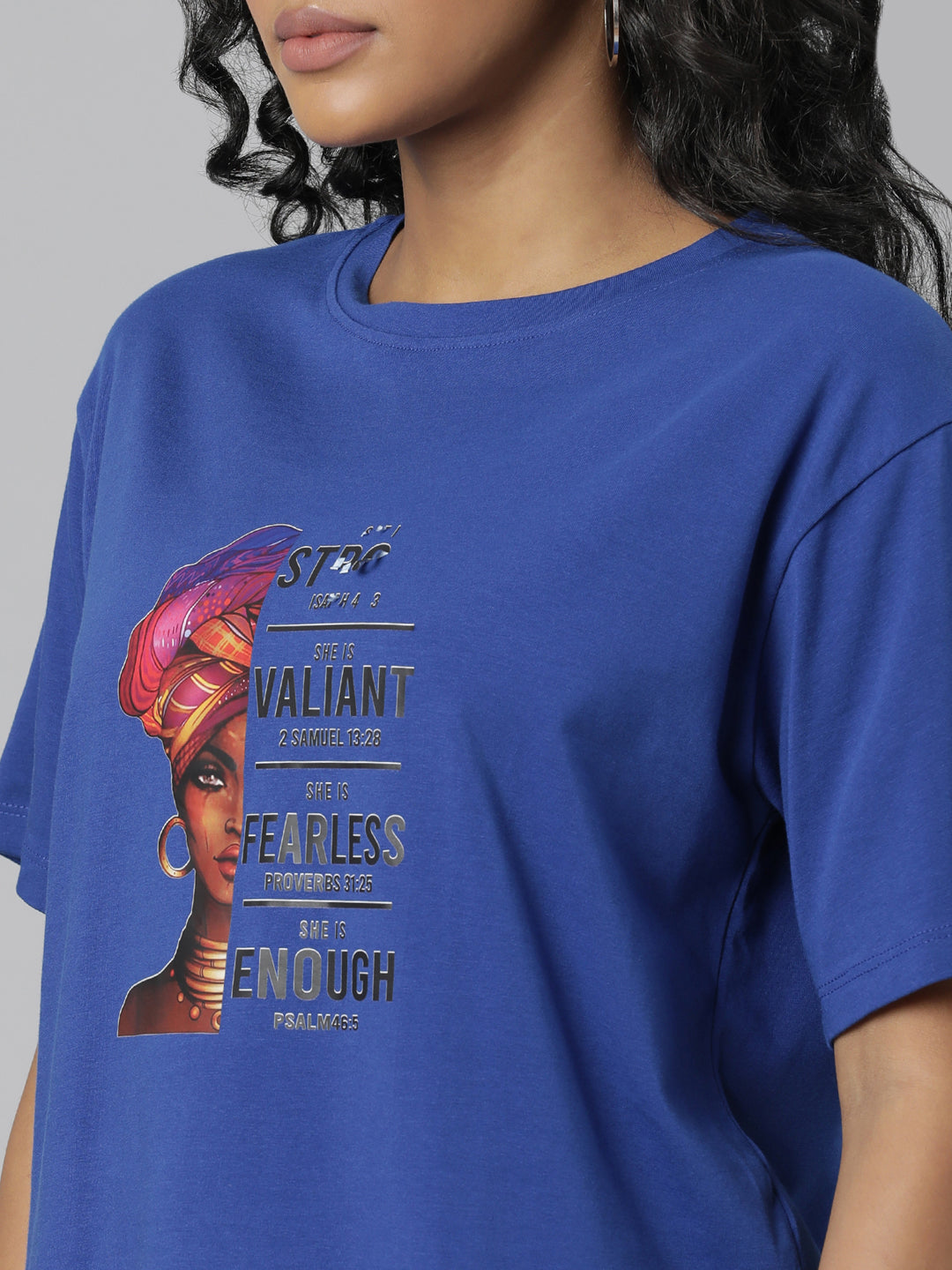 Women Blue Typography T Shirt