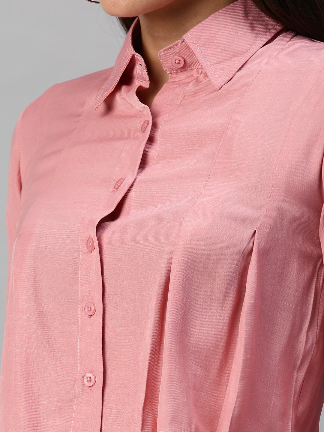 Women Collared Solid Mauve Shirts