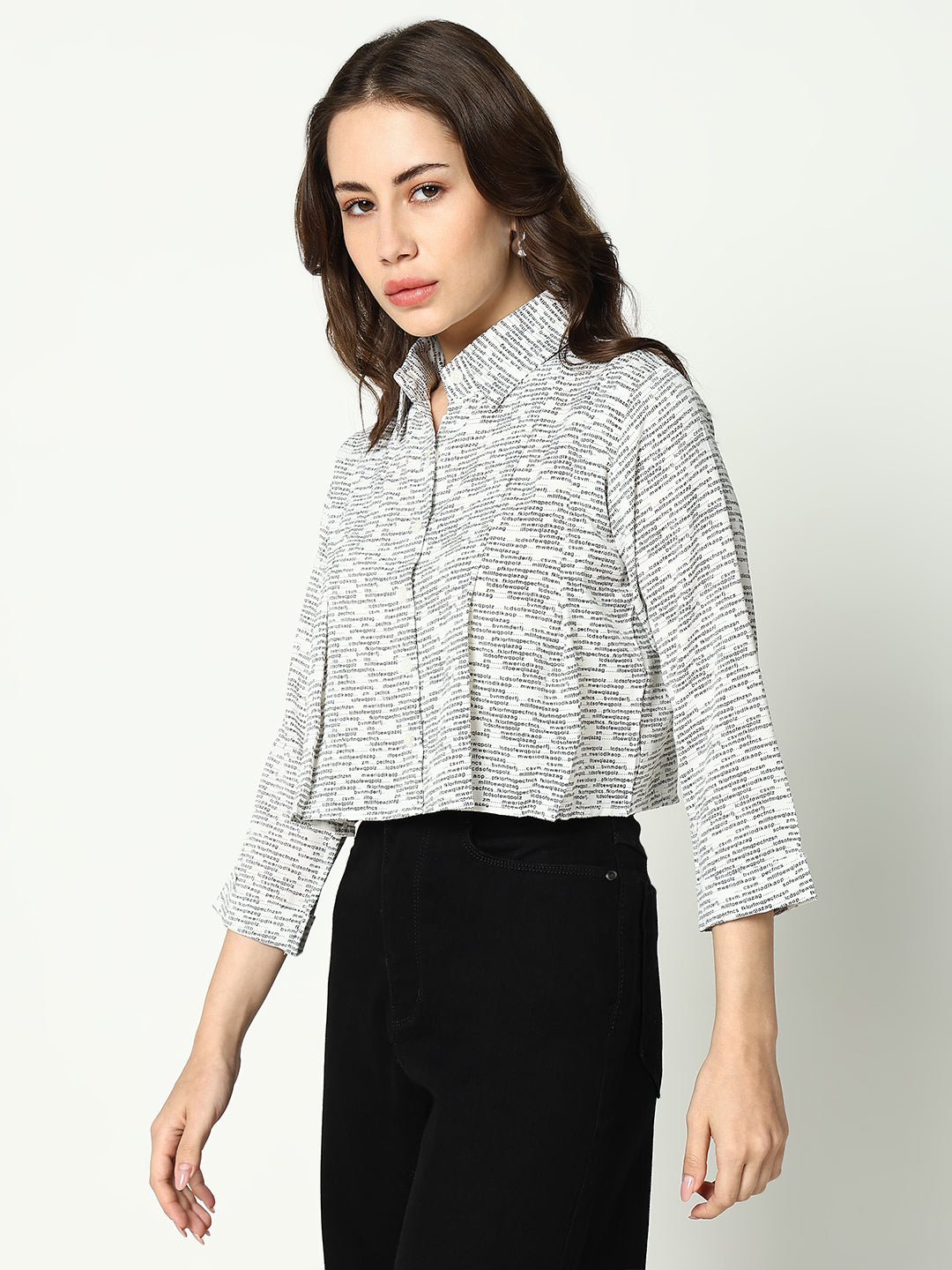 Women Collared Printed White Shirts