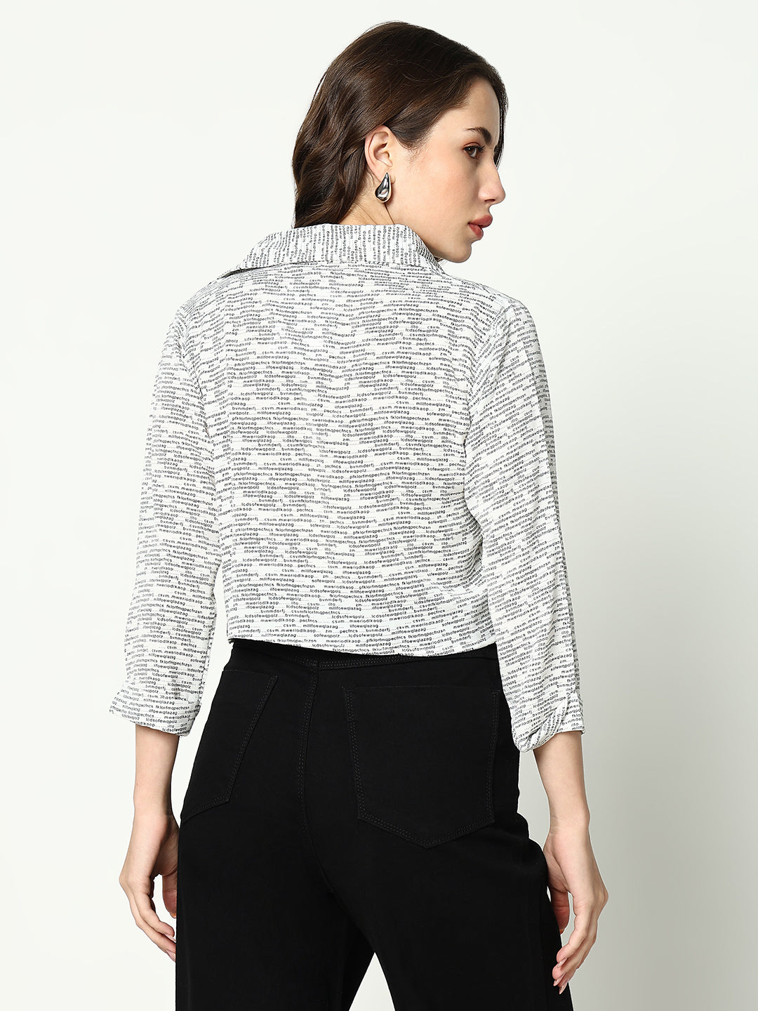 Women Collared Printed White Shirts