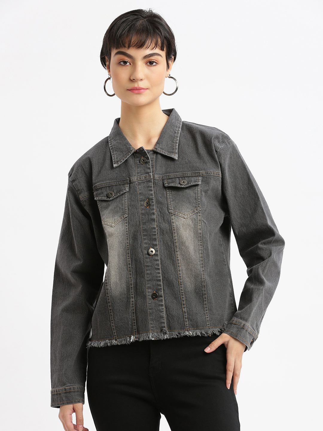 Women Grey Denim Jacket