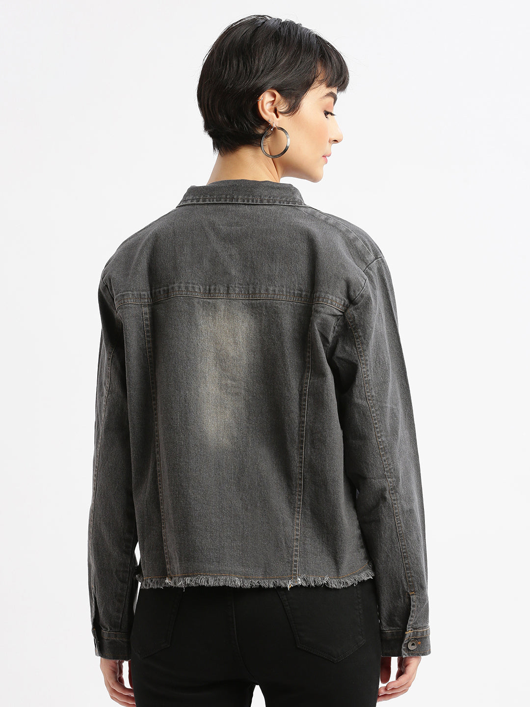 Women Grey Denim Jacket