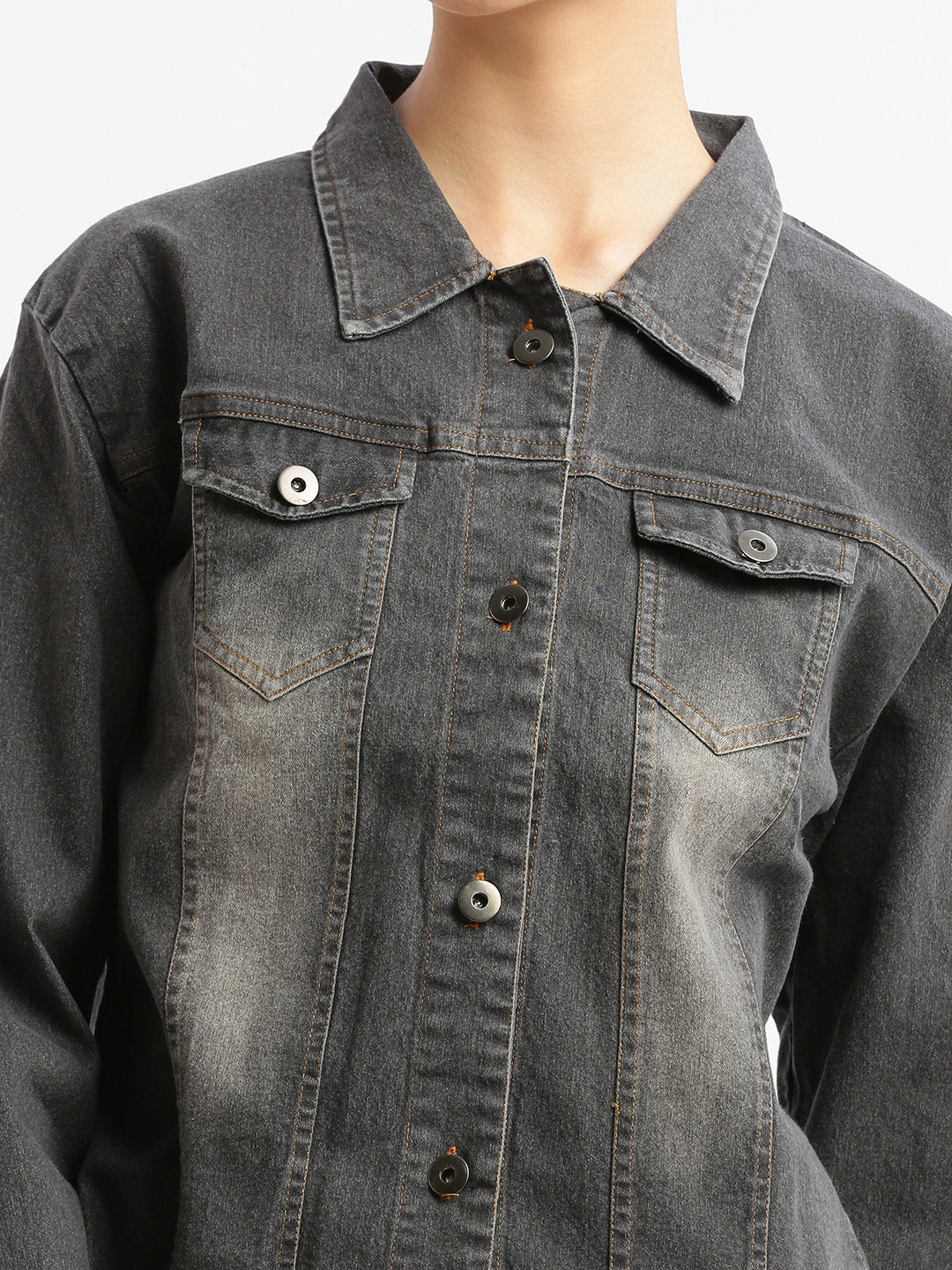 Women Grey Denim Jacket