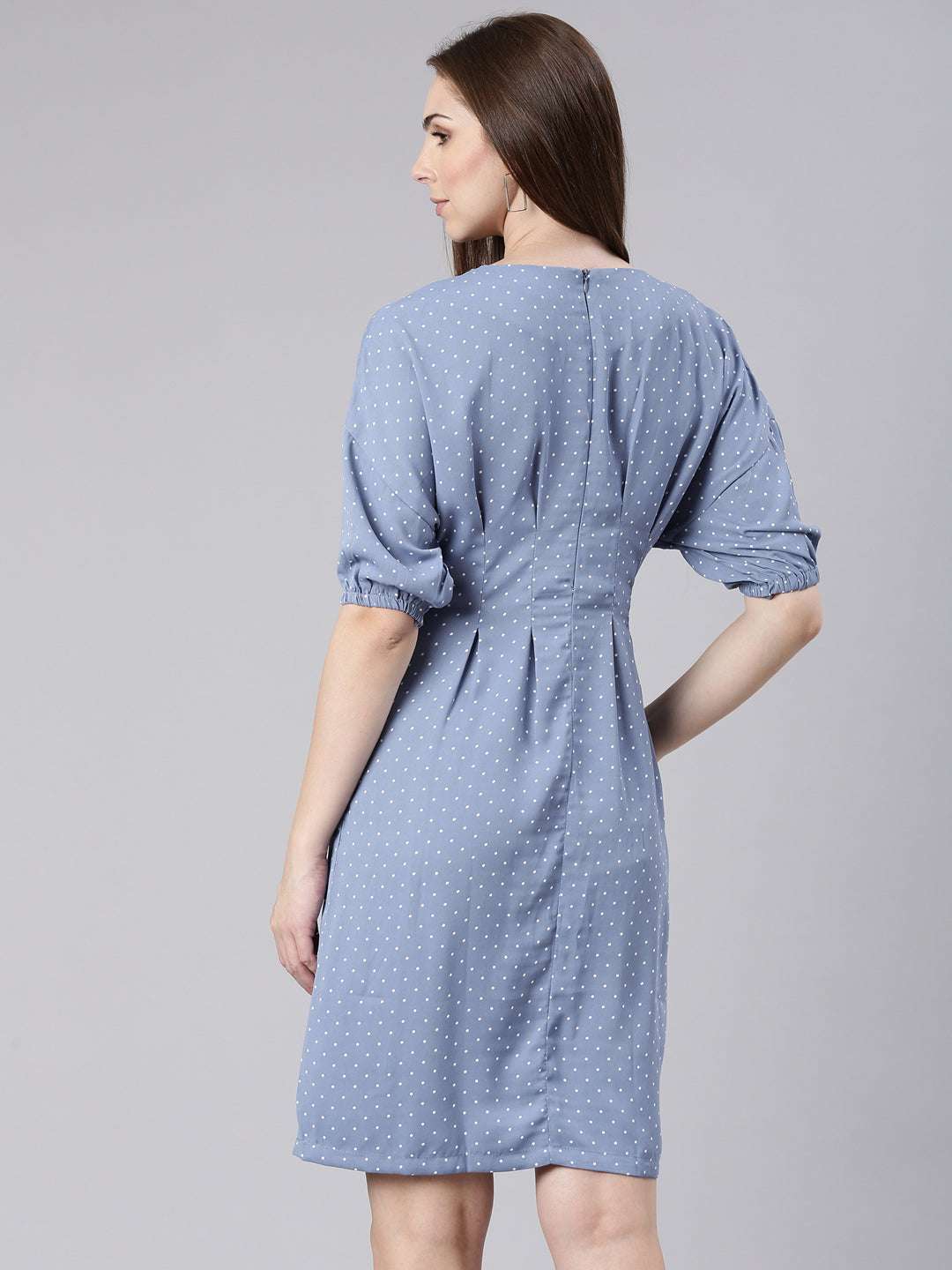 Women Blue Polka Dots A Line Dress