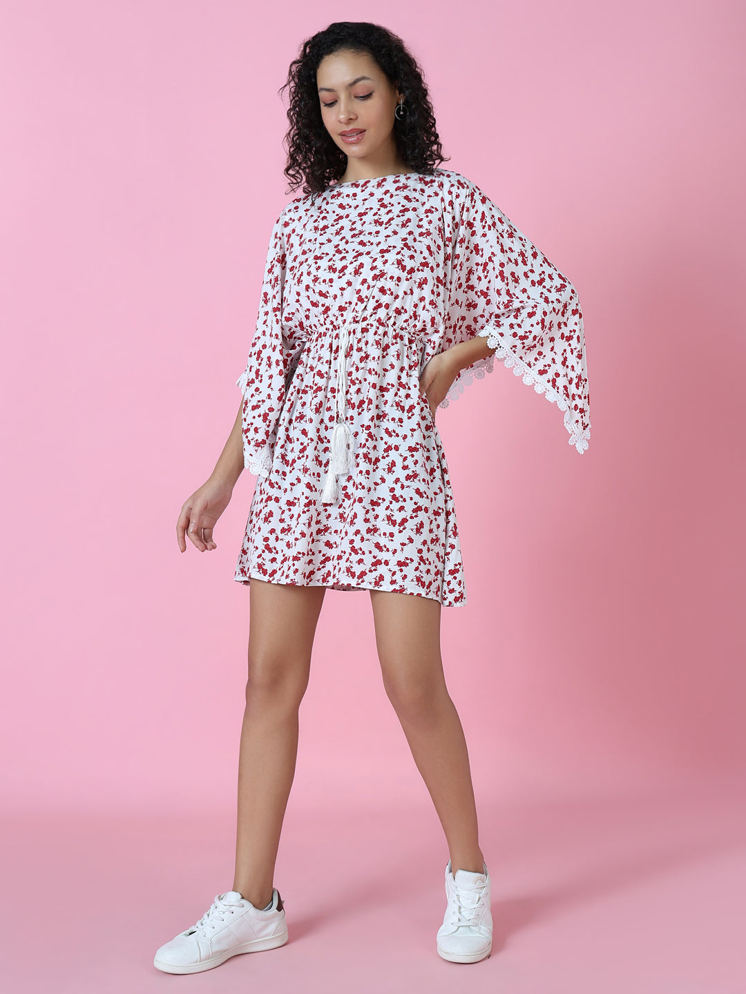 Women's White Floral Empire Dress