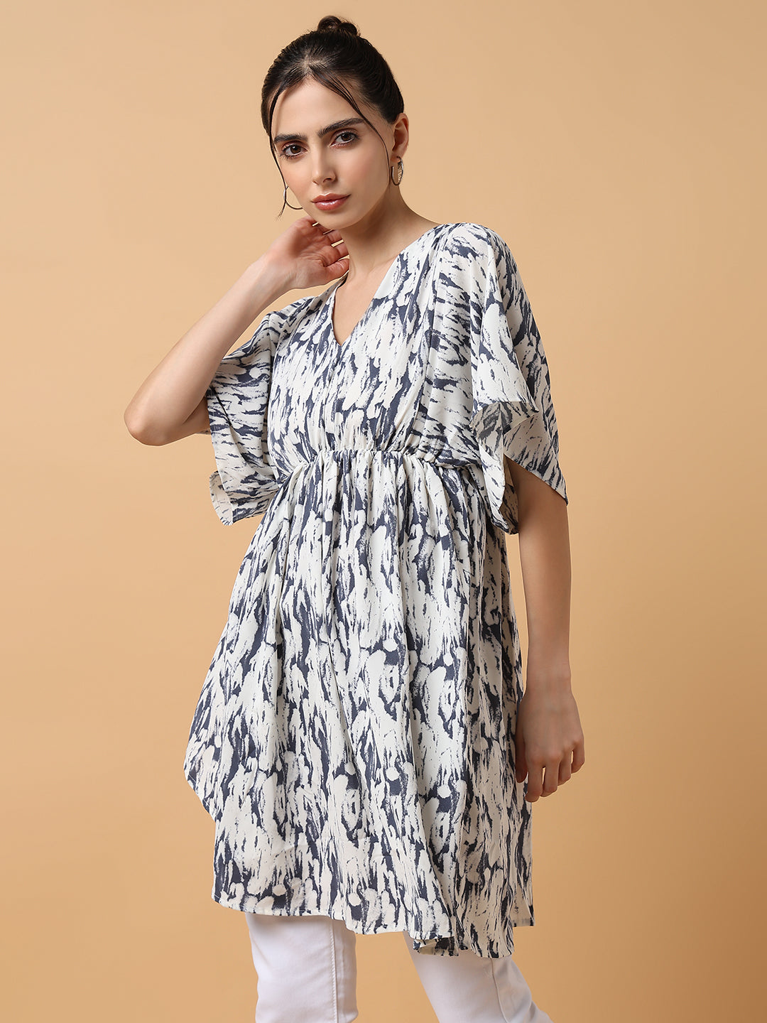 Women White Printed Kaftan Top