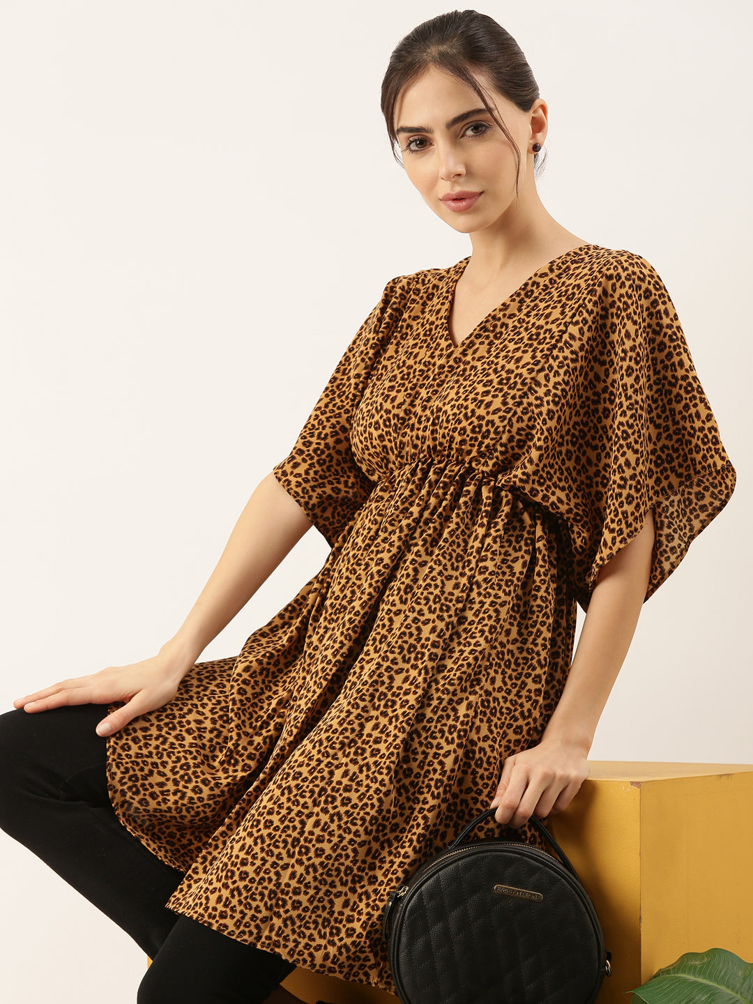 Women Brown Printed Empire Top