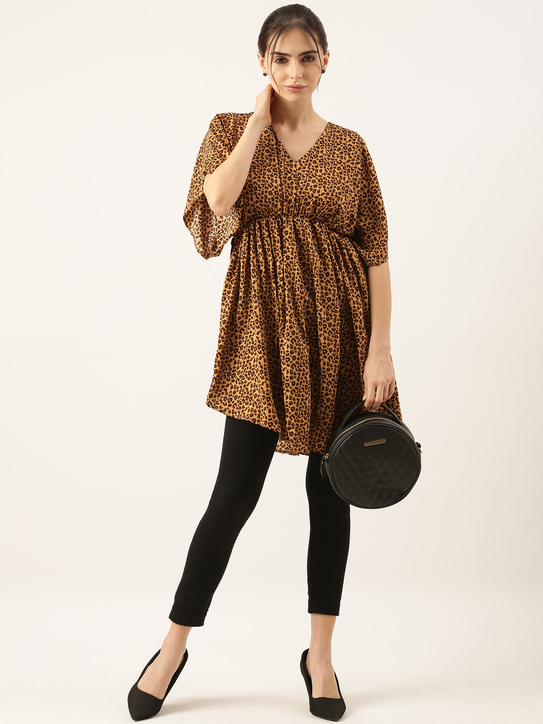 Women Brown Printed Empire Top