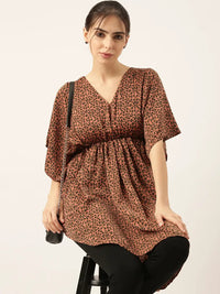 Women's Rust Animal Crepe Empire Top