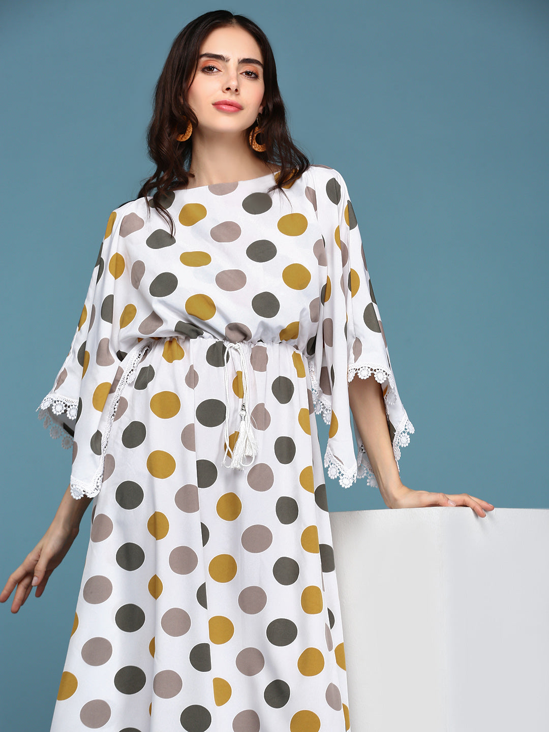 Women White Printed Kaftan Dress