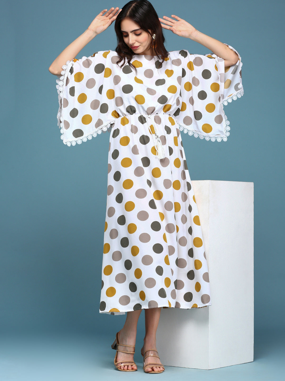 Women White Printed Kaftan Dress