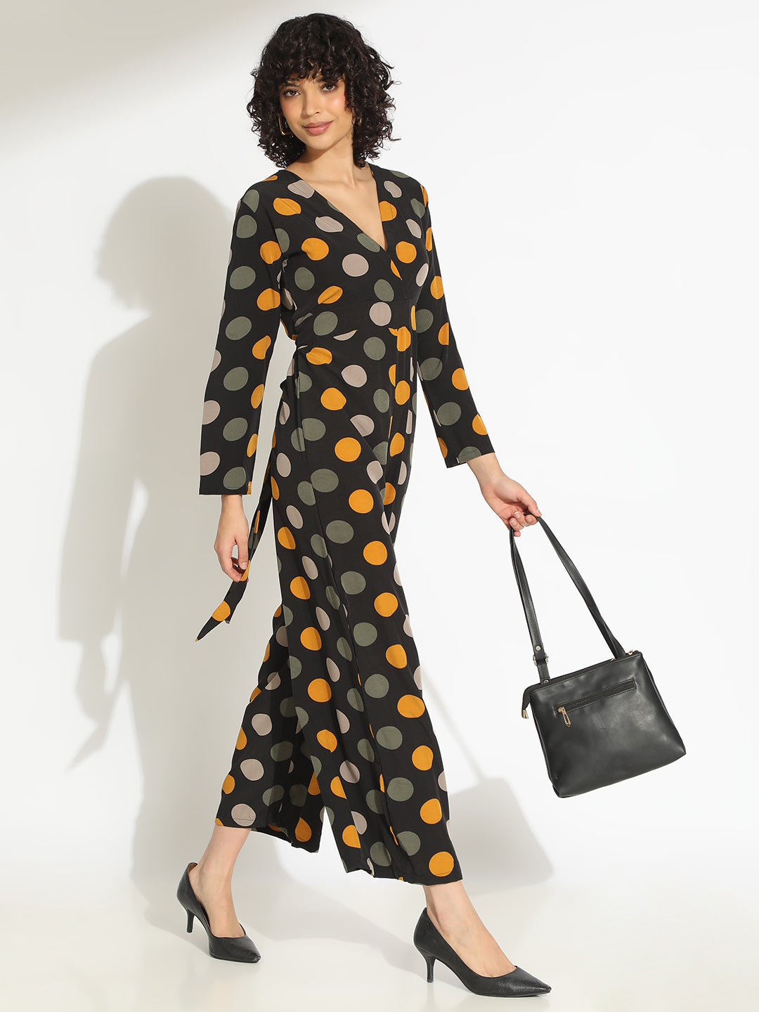 Women's Black Polka Dot Jumpsuit
