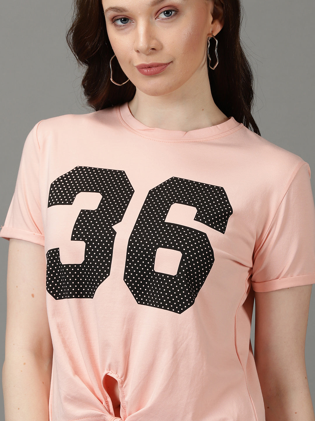 Women Printed Pink Boxy Top