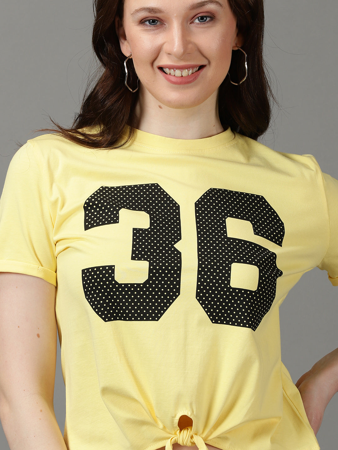 Women Printed Yellow Boxy Top