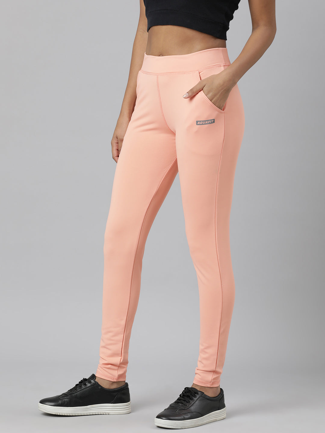 Women Peach Solid Trackapant