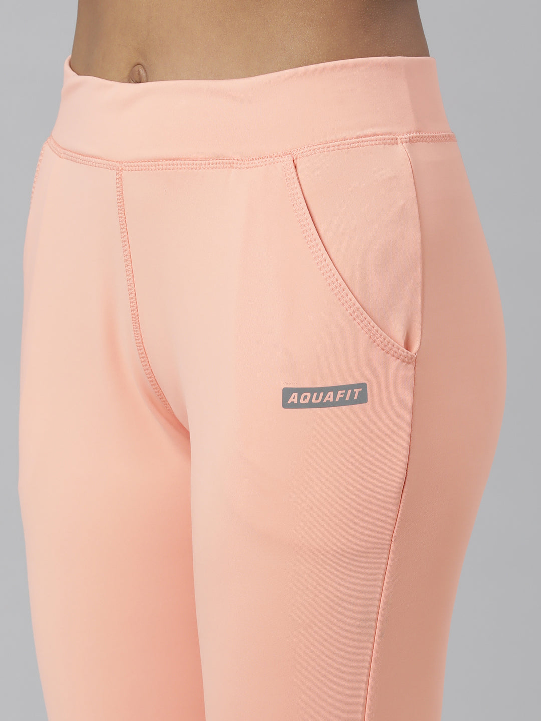 Women Peach Solid Trackapant