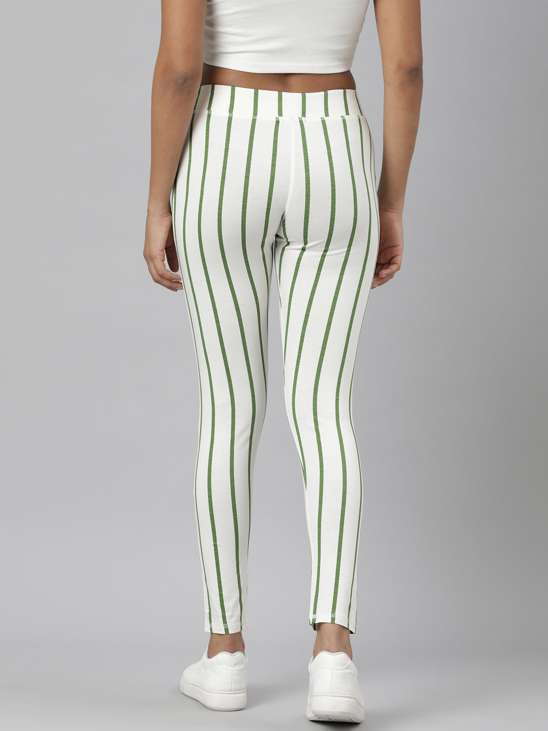 Women Green Striped Trackapant