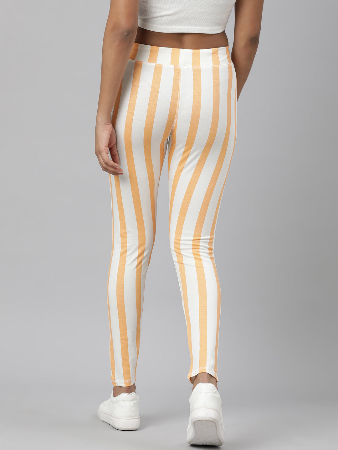 Women Orange Striped Trackapant