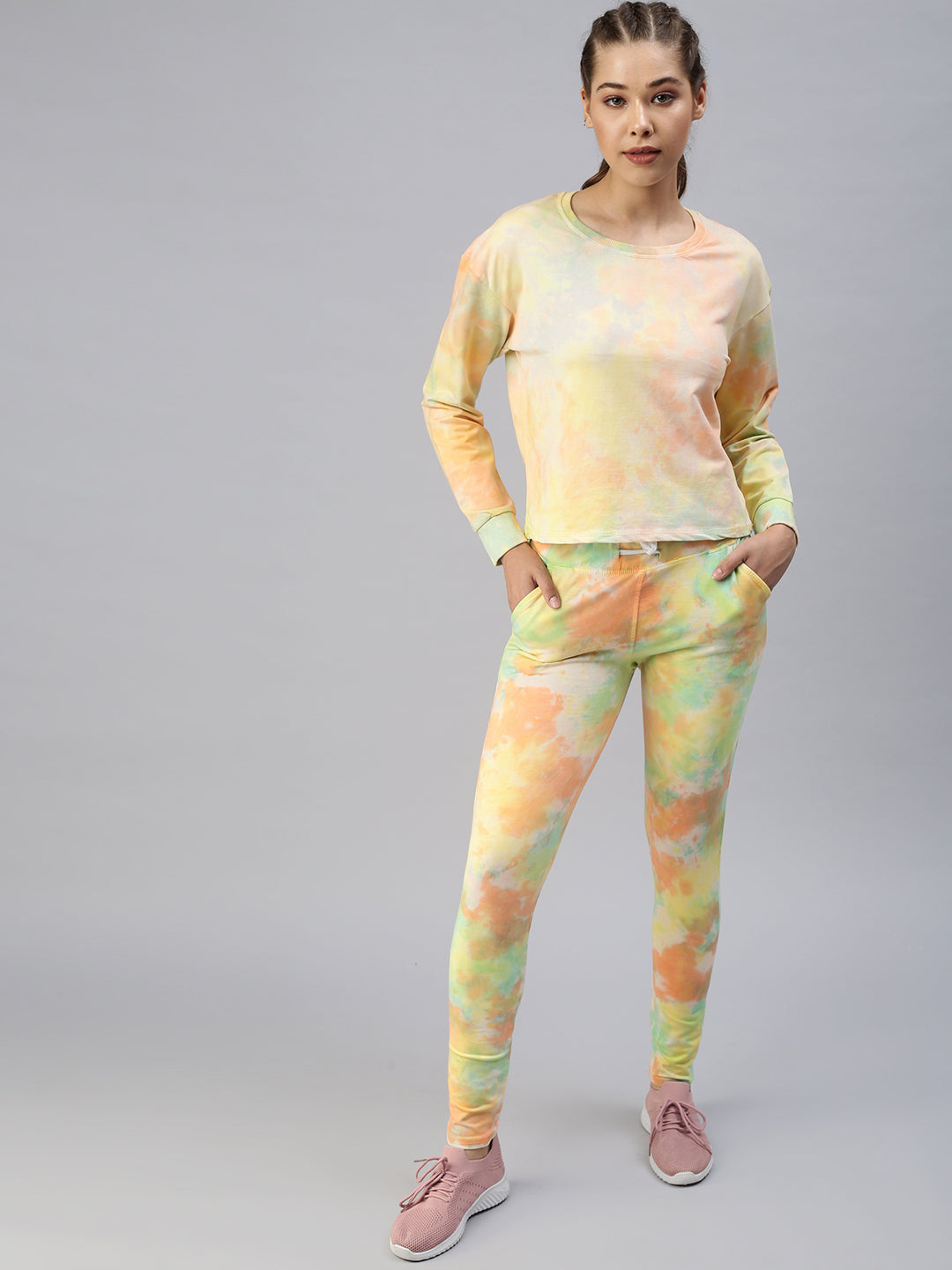 Women Tie and Dye Orange Tracksuit