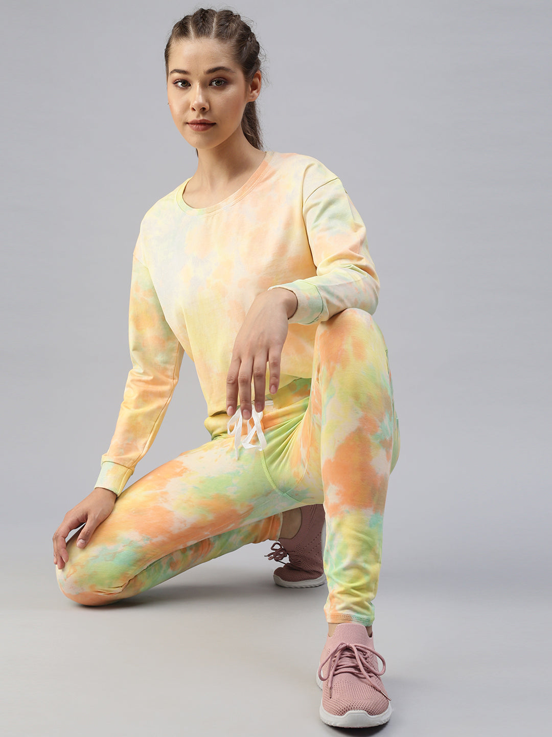 Women Tie and Dye Orange Tracksuit