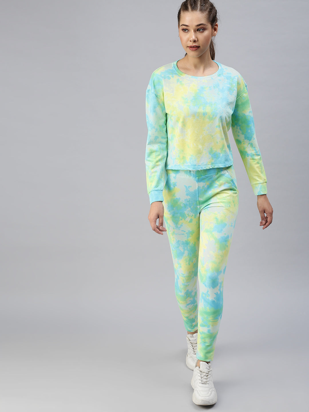 Women Tie and Dye Yellow Tracksuit