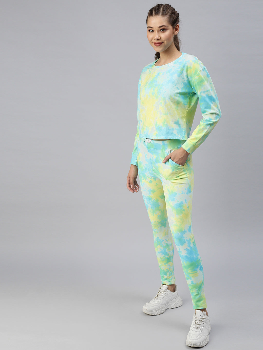 Women Tie and Dye Yellow Tracksuit