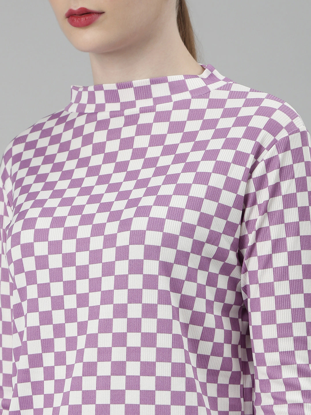 Women Lavender Checked Tracksuit