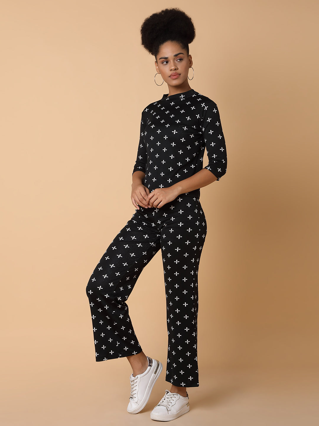 Women Black Printed Tracksuit