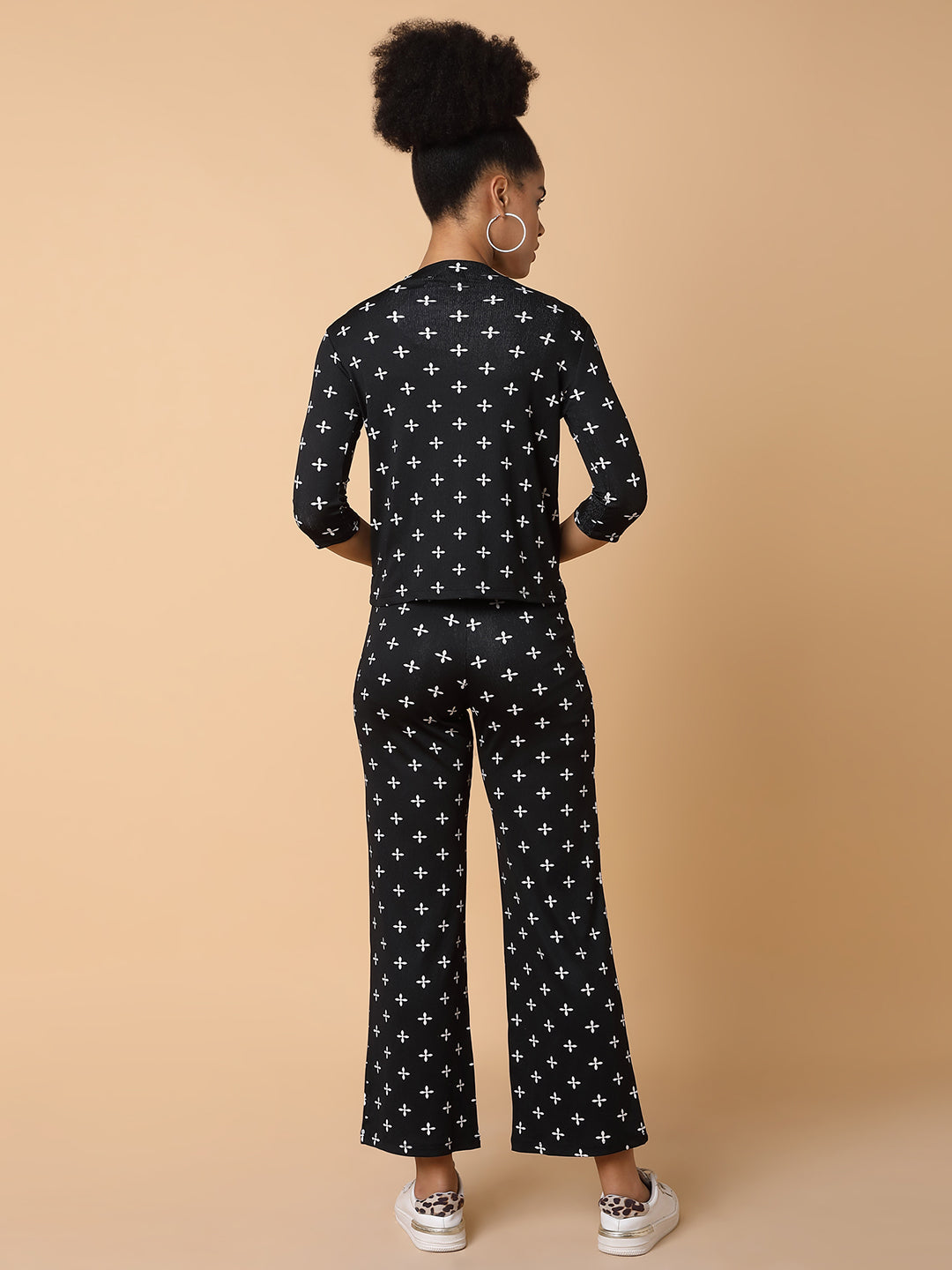 Women Black Printed Tracksuit