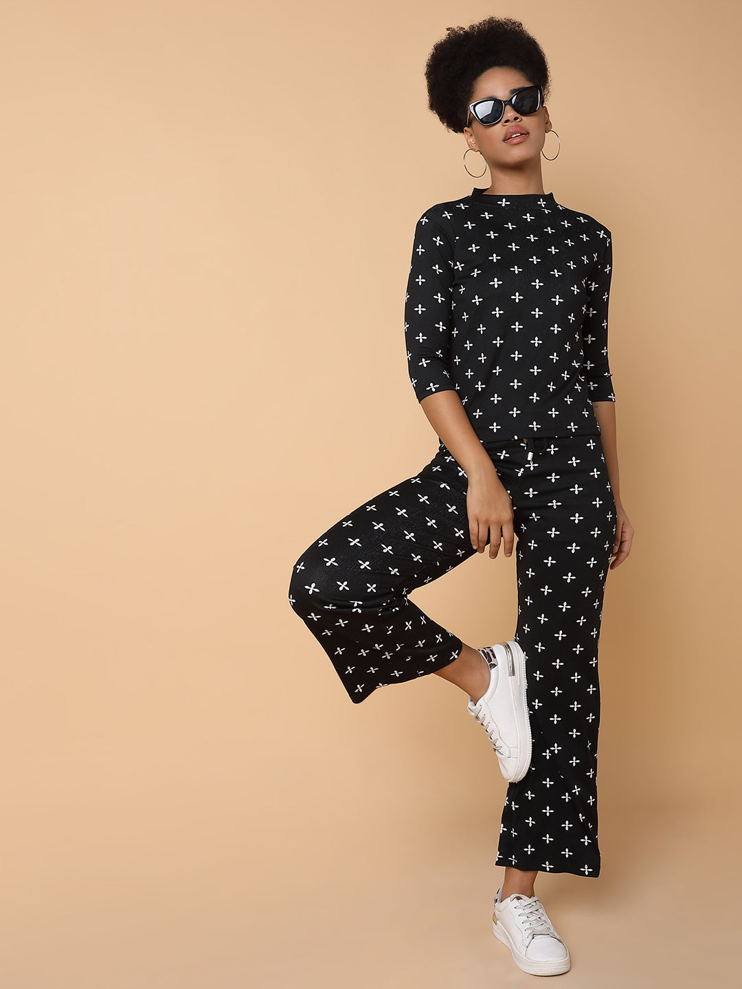 Women Black Printed Tracksuit