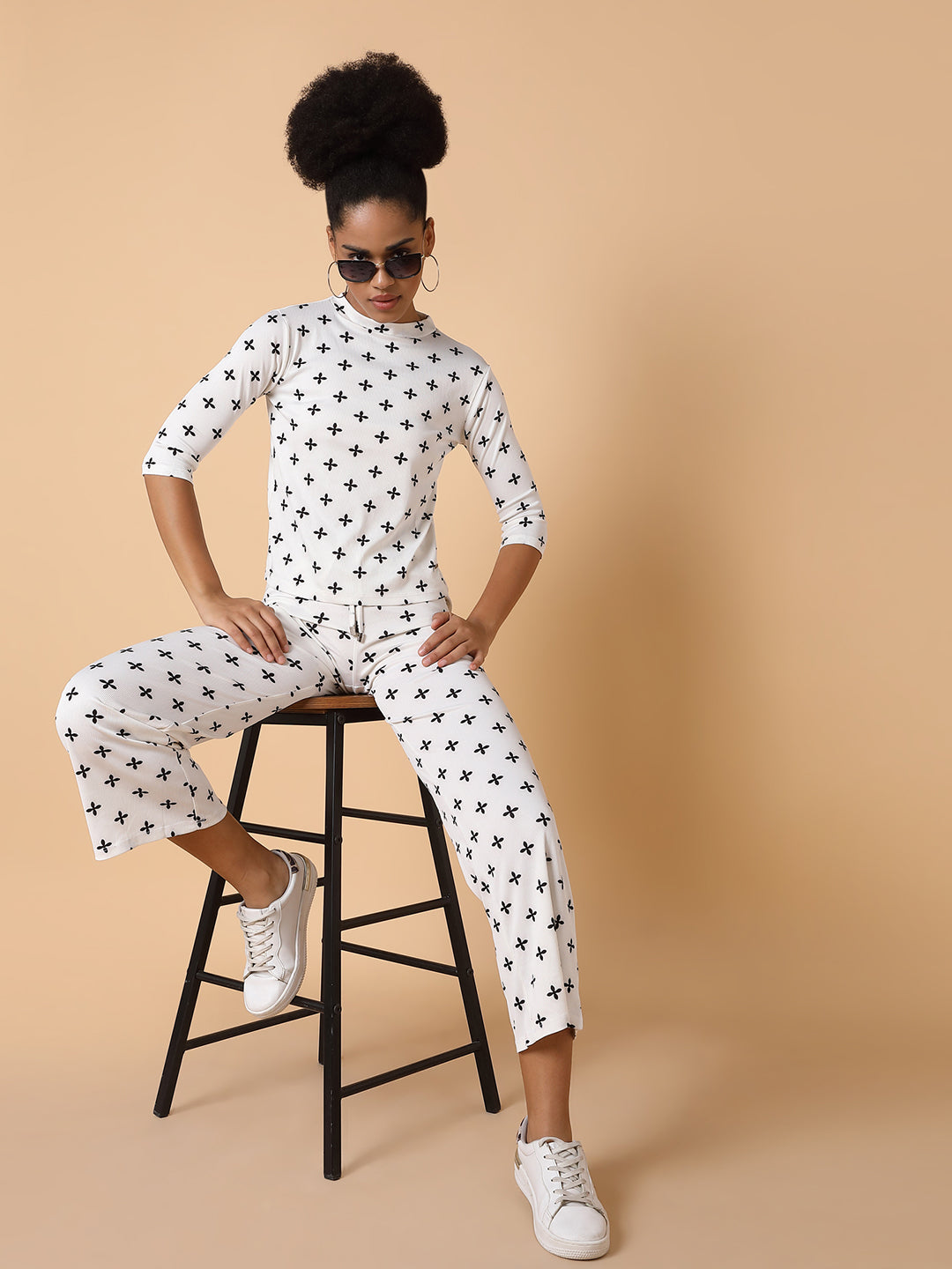 Women White Printed Tracksuit