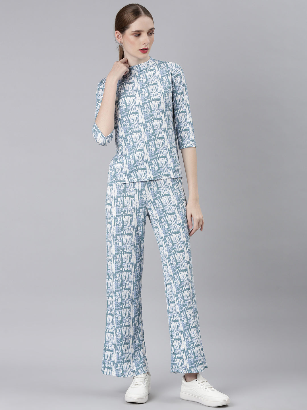 Women Blue Abstract Tracksuit