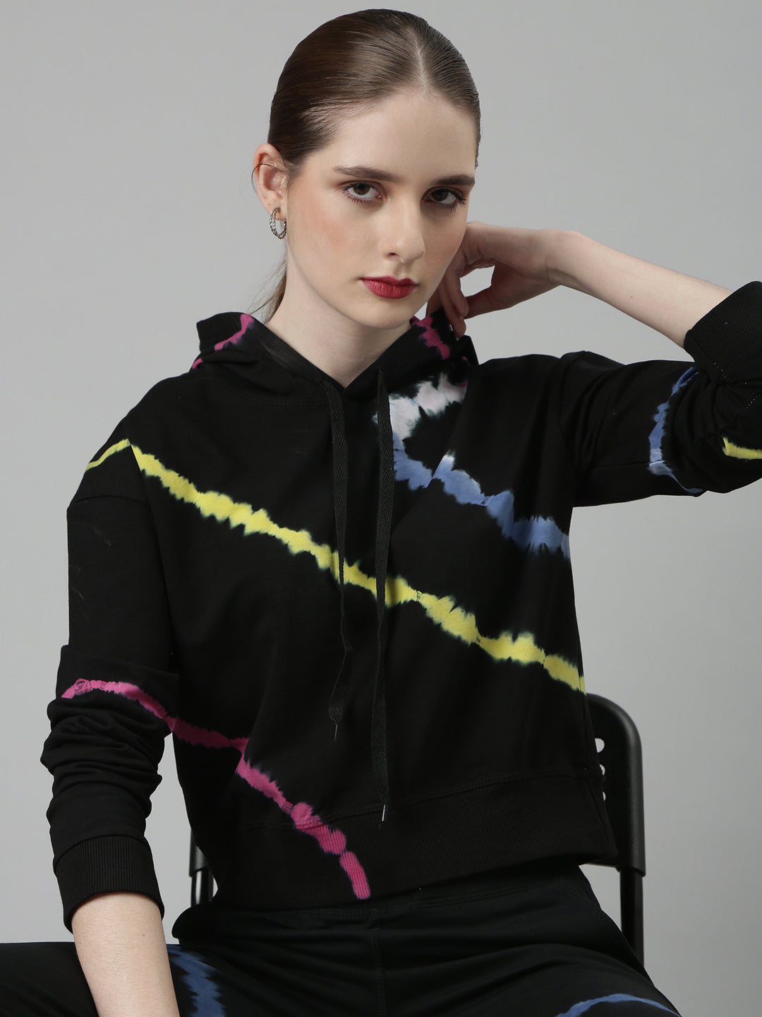 Women's Black Abstract Tracksuit