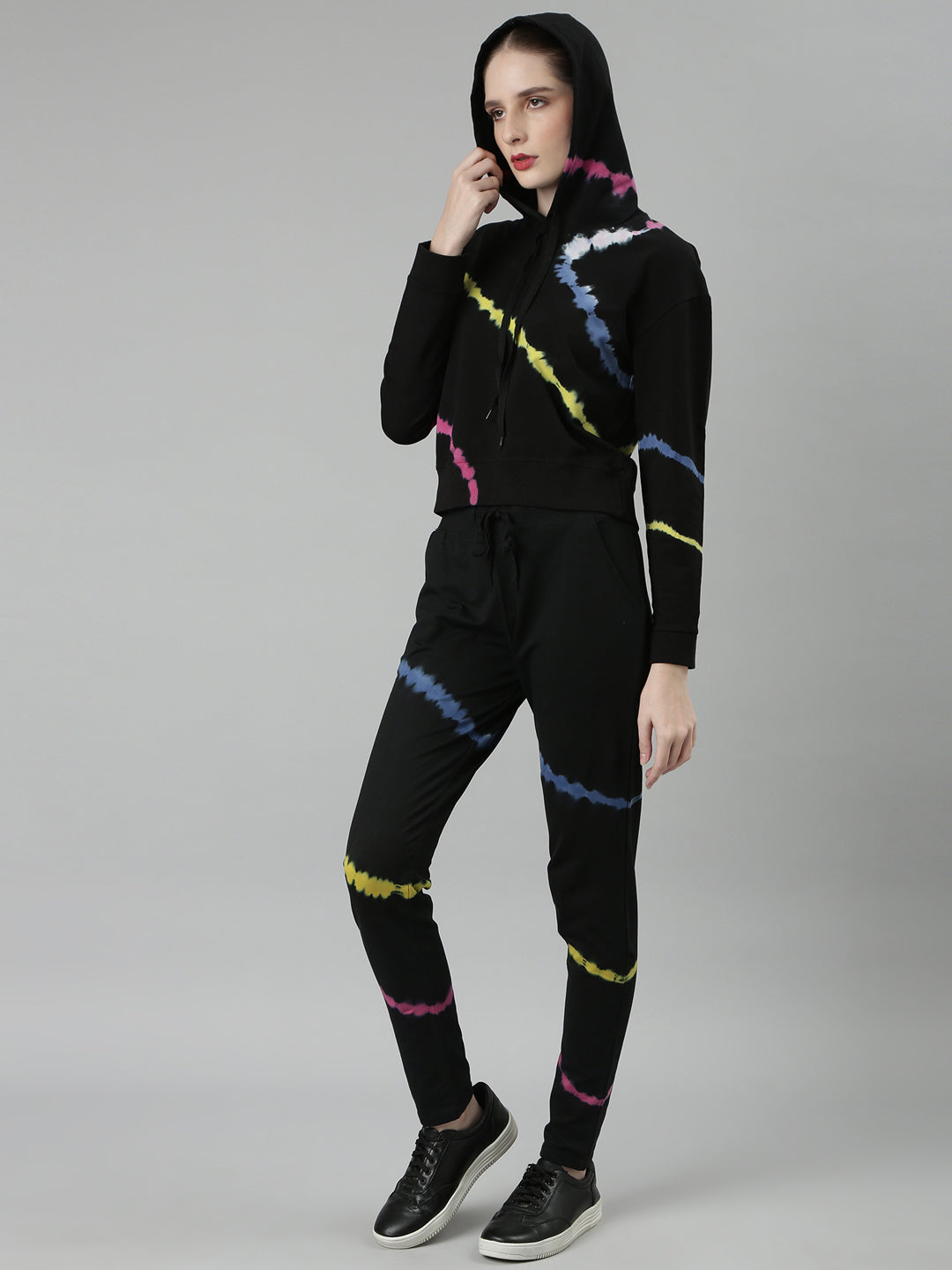 Women's Black Abstract Tracksuit