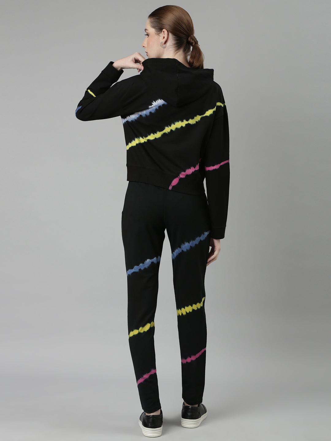 Women's Black Abstract Tracksuit