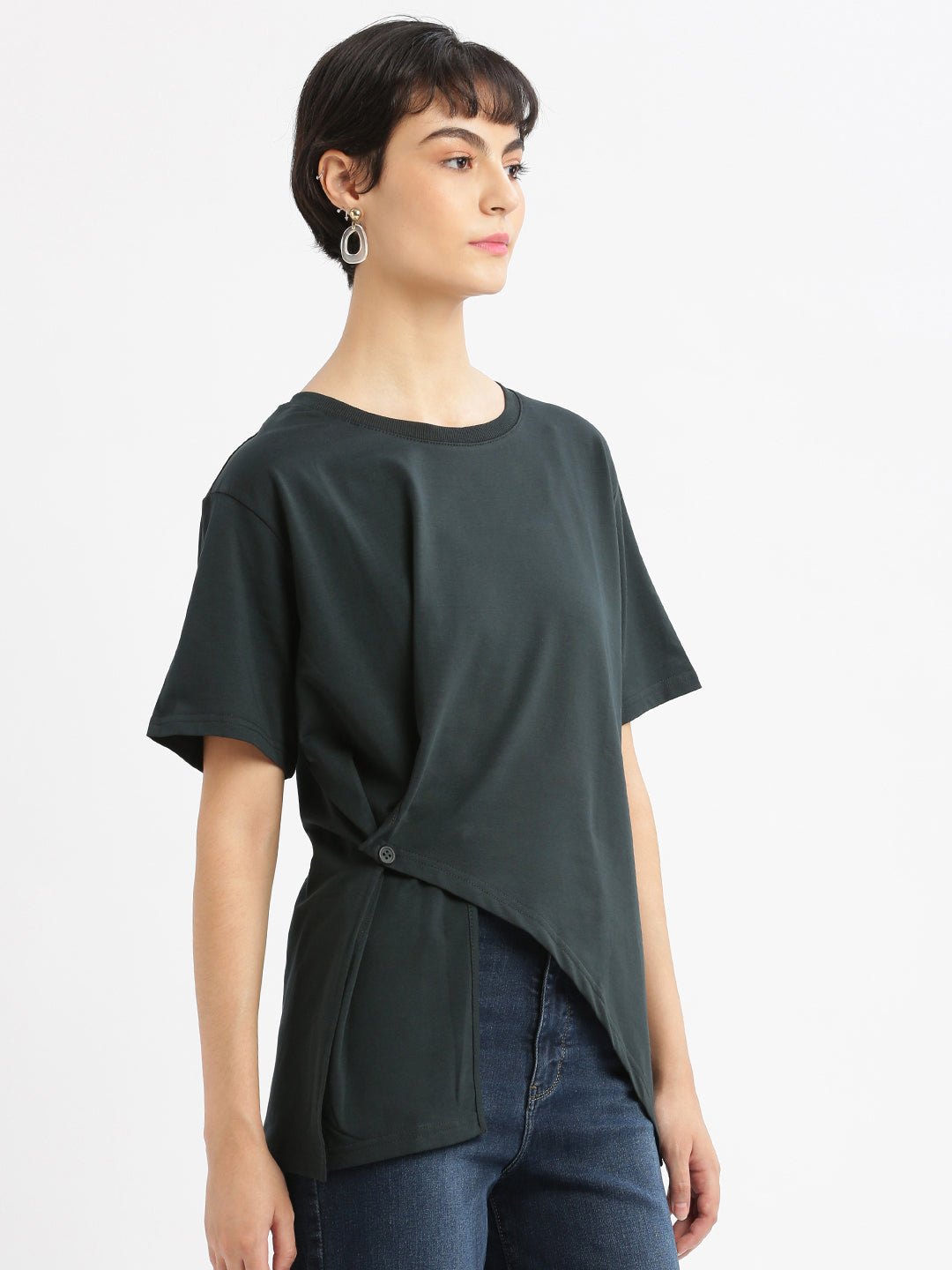 Women Solid Green Top