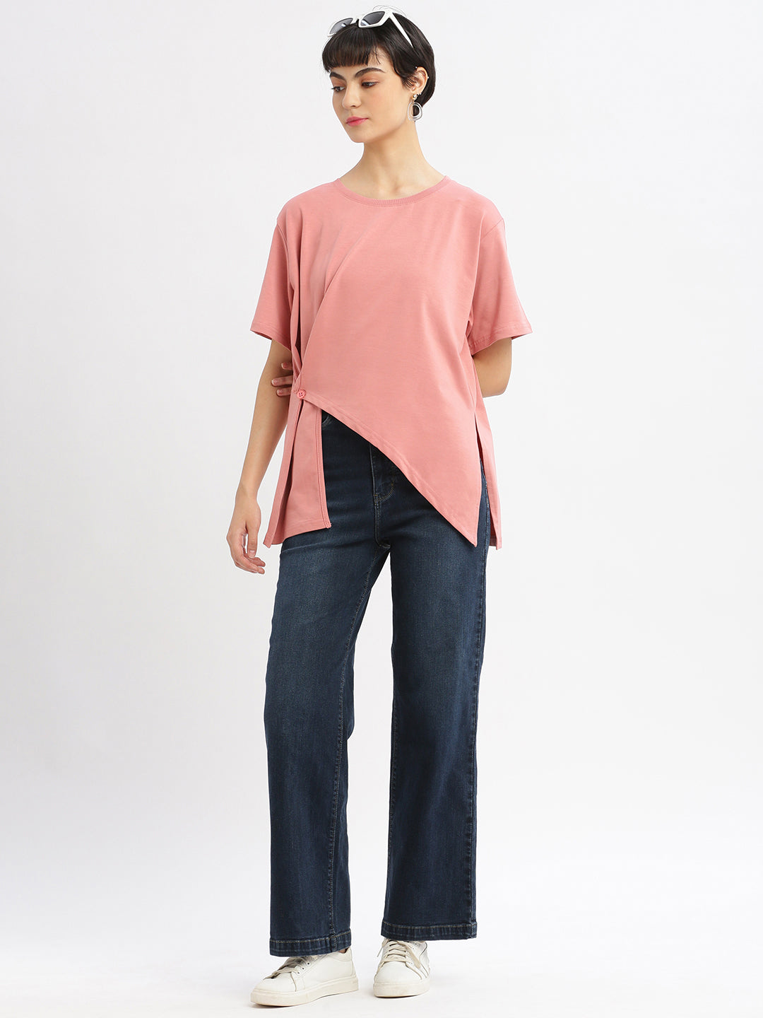 Women Solid Peach Top