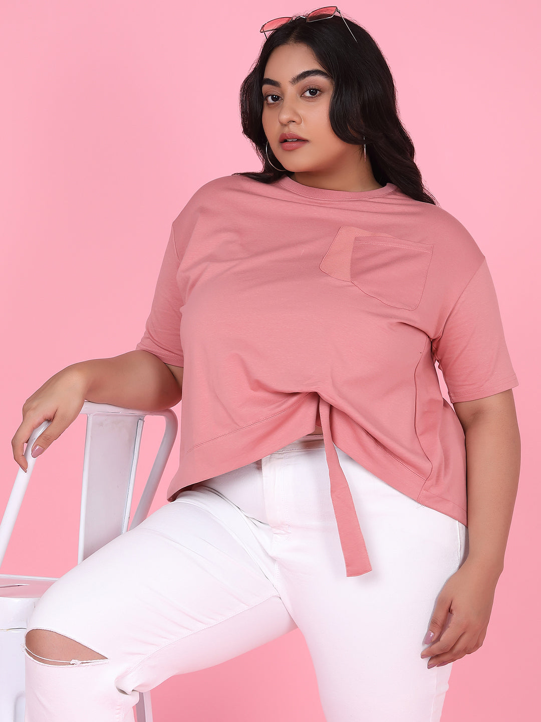 Women Solid Peach Top