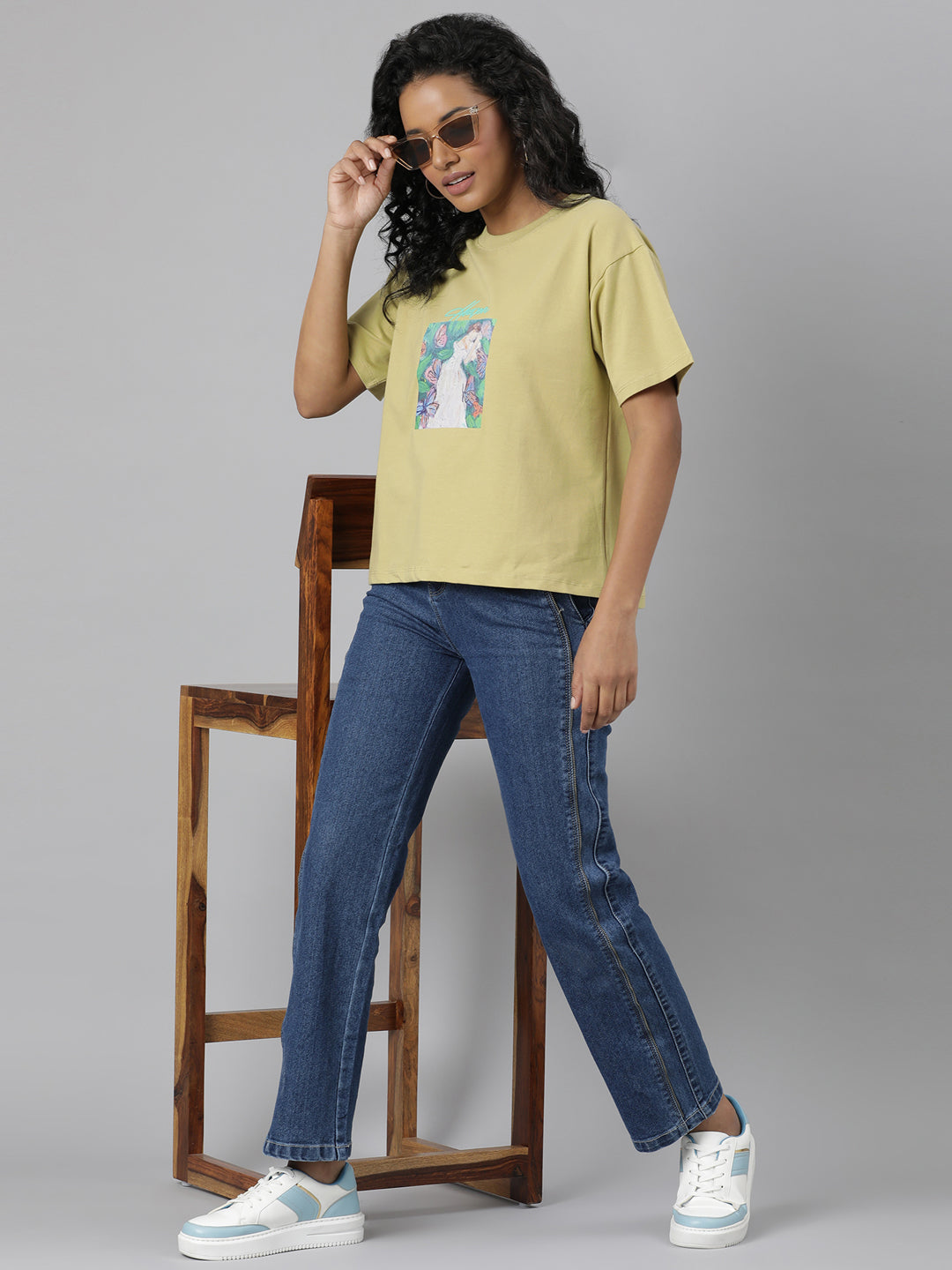 Women Solid Mustard T Shirt