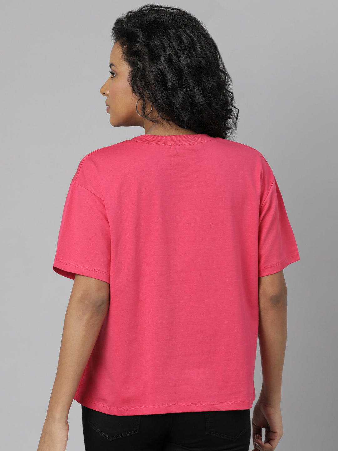 Women Solid Pink T Shirt