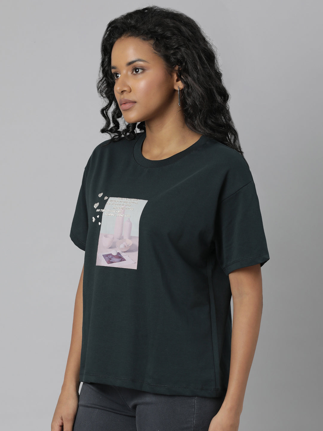 Women Solid Green T Shirt