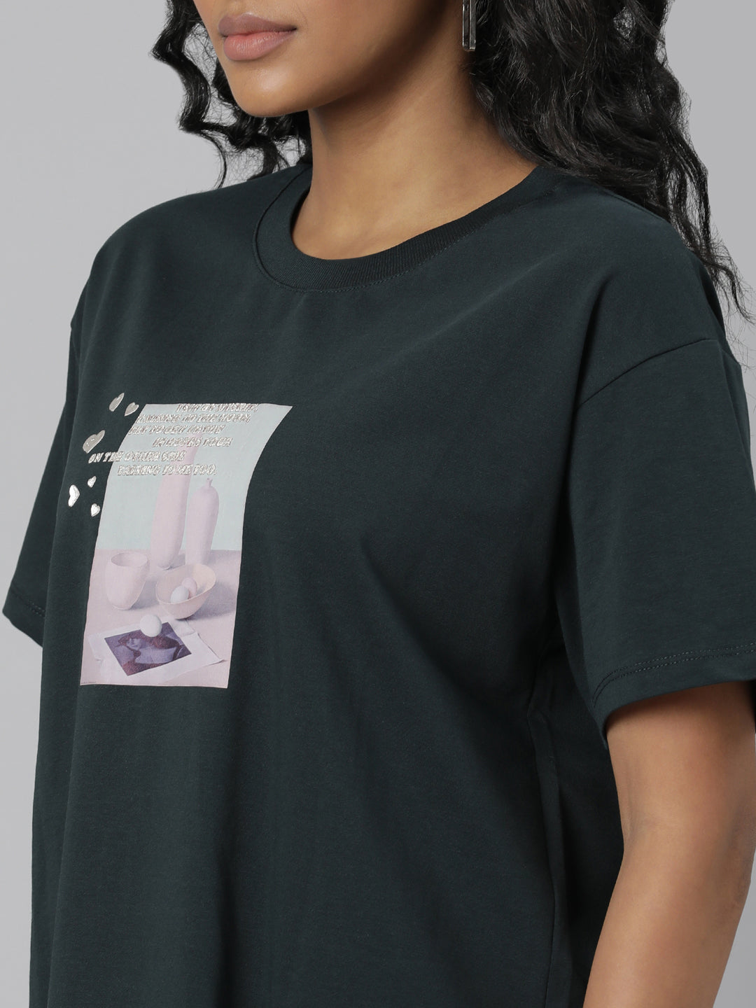 Women Solid Green T Shirt