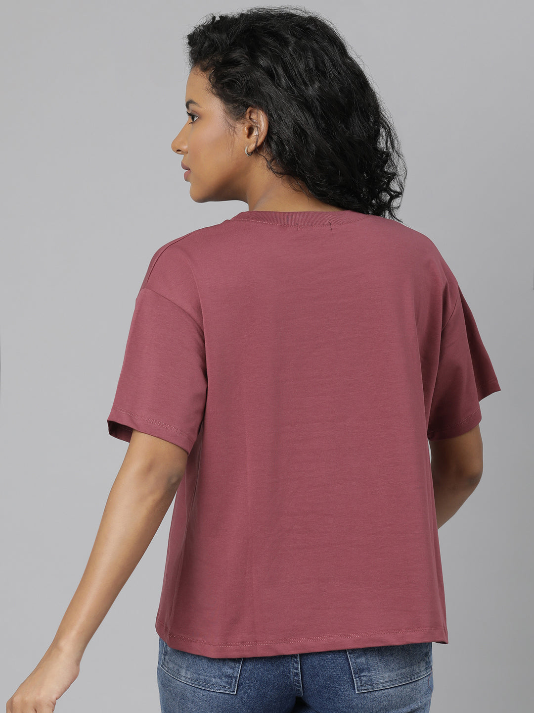 Women Solid Mauve T Shirt