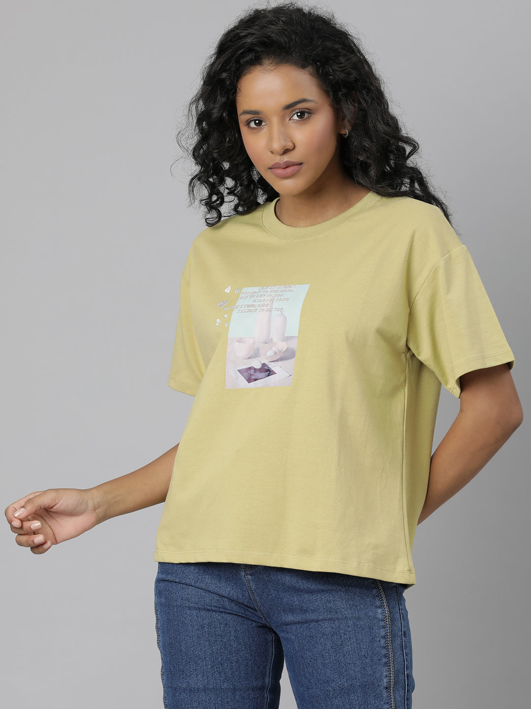 Women Solid Mustard T Shirt