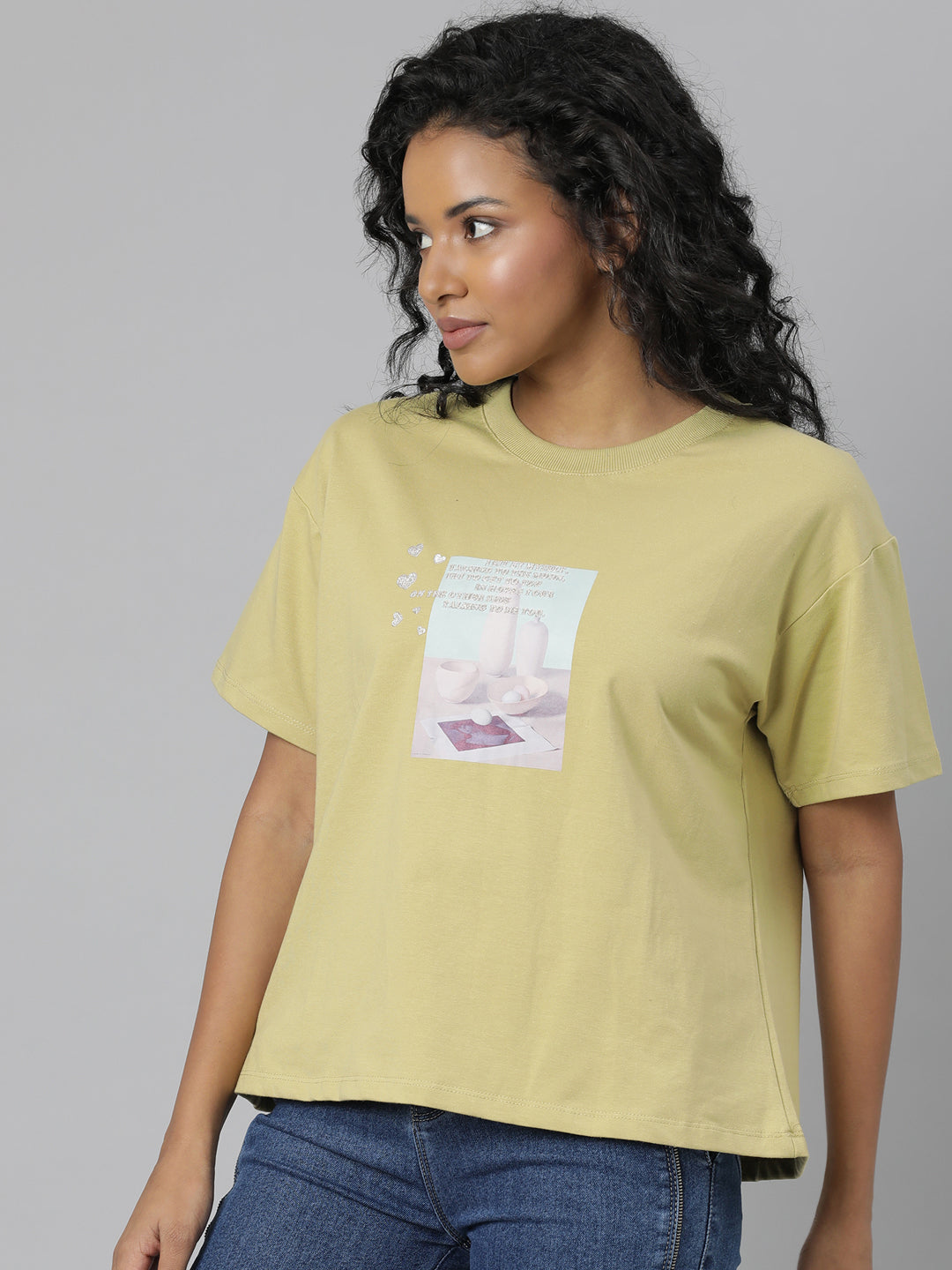 Women Solid Mustard T Shirt