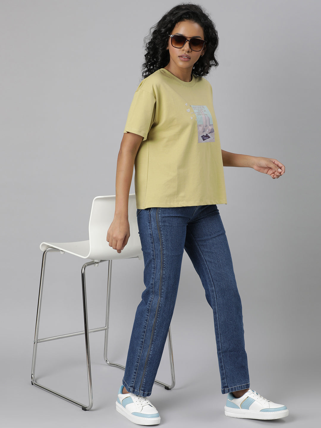 Women Solid Mustard T Shirt