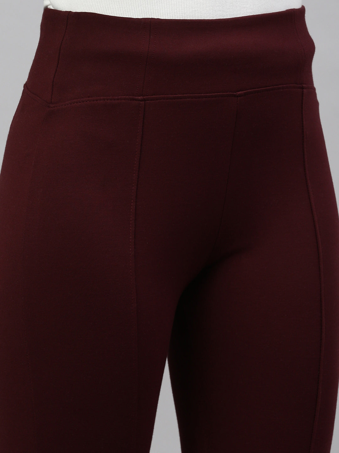 Women Solid  Maroon Slim Fit Jeggings