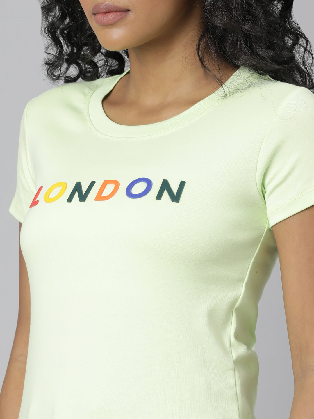 Women Lime Green Typography T Shirt