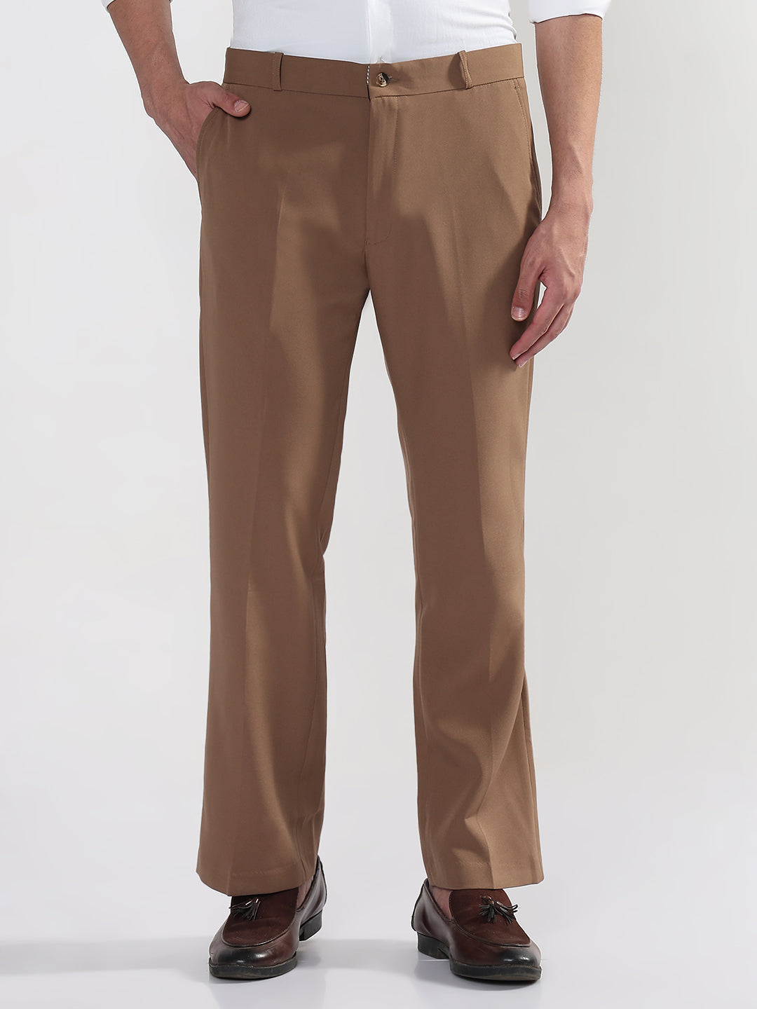 Men's Brown Relaxed Fit Korean Trousers